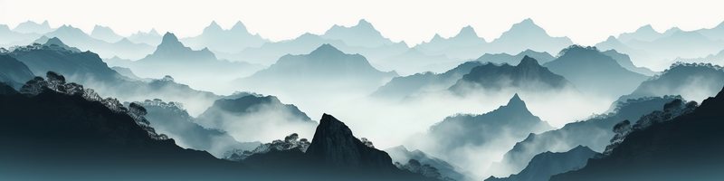 蓝色横幅山水风景画,插画/手绘图,插画/手绘图库,插画/手绘图下载,插画/手绘